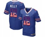 Buffalo Bills #12 Jim Kelly Elite Royal Blue Home USA Flag Fashion Football Jersey
