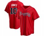 Atlanta Braves #10 Chipper Jones Red Replica Alternate Jersey