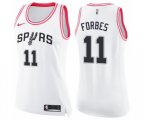 Women's San Antonio Spurs #11 Bryn Forbes Swingman White Pink Fashion Basketball Jersey