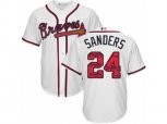 Atlanta Braves #24 Deion Sanders Authentic White Team Logo Fashion Cool Base MLB Jersey