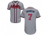 Atlanta Braves #7 Dansby Swanson Grey Flexbase Authentic Collection Stitched MLB Jersey