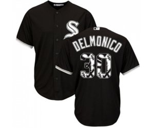 Chicago White Sox #30 Nicky Delmonico Authentic Black Team Logo Fashion Cool Base Baseball Jersey