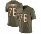 Pittsburgh Steelers #76 Chukwuma Okorafor Limited Olive Gold 2017 Salute to Service NFL Jersey