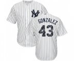 New York Yankees #43 Gio Gonzalez Authentic White Team Logo Fashion Baseball Jersey