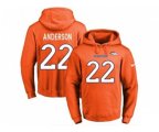 Denver Broncos #22 C.J. Anderson Orange Name & Number Pullover NFL Hoodie