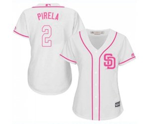 Women\'s San Diego Padres #2 Jose Pirela Authentic White Fashion Cool Base Baseball Jersey