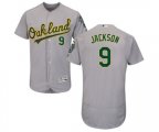 Oakland Athletics #9 Reggie Jackson Grey Road Flex Base Authentic Collection Baseball Jersey