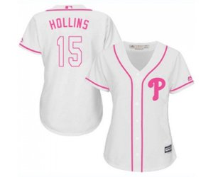 Women\'s Philadelphia Phillies #15 Dave Hollins Authentic White Fashion Cool Base Baseball Jersey