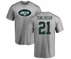 New York Jets #21 LaDainian Tomlinson Ash Name & Number Logo T-Shirt