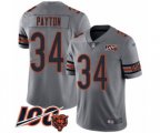Chicago Bears #34 Walter Payton Limited Silver Inverted Legend 100th Season Football Jersey