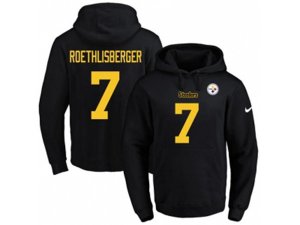 Pittsburgh Steelers #7 Ben Roethlisberger Black(Gold No.) Name & Number Pullover NFL Hoodie