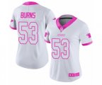 Women Carolina Panthers #53 Brian Burns Limited White Pink Rush Fashion Football Jersey