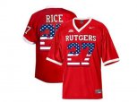 2016 US Flag Fashion Rutgers Scarlet Knights Ray Rice #27 Big East Patch College Football Jersey - Red