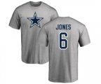 Dallas Cowboys #6 Chris Jones Ash Name & Number Logo T-Shirt