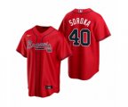 Atlanta Braves #40 Mike Soroka Nike Red 2020 Replica Alternate Jersey