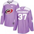 Carolina Hurricanes #37 Andrei Svechnikov Authentic Purple Fights Cancer Practice NHL Jersey