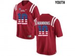 2016 US Flag Fashion Youth Ole Miss Rebels Eli Manning #10 College Alumni Football Limited Jersey - Red