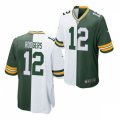 Green Bay Packers #12 Aaron Rodgers Nike White Green Split Two Tone Jersey