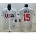 USA Baseball #15 Bobby Witt Jr Number 2023 White World Baseball Classic Replica Stitched Jersey1