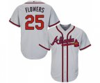 Atlanta Braves #25 Tyler Flowers Replica Grey Road Cool Base Baseball Jersey