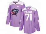 Columbus Blue Jackets #71 Nick Foligno Purple Authentic Fights Cancer Stitched NHL Jersey