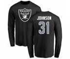 Oakland Raiders #31 Isaiah Johnson Black Name & Number Logo Long Sleeve T-Shirt