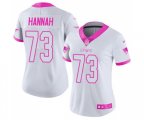 Women New England Patriots #73 John Hannah Limited White Pink Rush Fashion Football Jersey