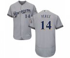Milwaukee Brewers #14 Hernan Perez Grey Road Flex Base Authentic Collection Baseball Jersey