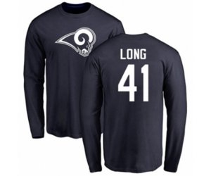 Los Angeles Rams #41 David Long Navy Blue Name & Number Logo Long Sleeve T-Shirt