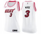 Women's Miami Heat #3 Dwyane Wade Swingman White Pink Fashion Basketball Jersey