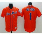 Men New York Mets #1 Mookie Wilson Majestic Orange Flexbase Authentic Collection Player Jersey