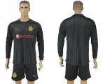 2017-18 Dortmund Black Goalkeeper Long Sleeve Soccer Jersey