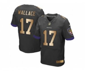 Baltimore Ravens #17 Mike Wallace Black Alternate Men\'s Stitched NFL New Elite Gold Jersey