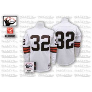 Cleveland Browns #32 Jim Brown White Authentic Throwback NFL Jersey