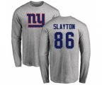 New York Giants #86 Darius Slayton Ash Name & Number Logo Long Sleeve T-Shirt