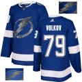 Tampa Bay Lightning #79 Alexander Volkov Authentic Royal Blue Fashion Gold NHL Jersey
