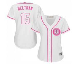 Women\'s Houston Astros #15 Carlos Beltran Authentic White Fashion Cool Base Baseball Jersey