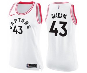 Women\'s Toronto Raptors #43 Pascal Siakam Swingman White Pink Fashion Basketball Jersey