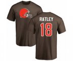Cleveland Browns #18 Damion Ratley Brown Name & Number Logo T-Shirt