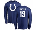 Indianapolis Colts #19 Johnny Unitas Royal Blue Name & Number Logo Long Sleeve T-Shirt