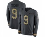 Baltimore Ravens #9 Justin Tucker Limited Black Salute to Service Therma Long Sleeve Football Jersey
