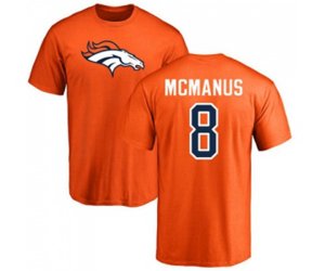 Denver Broncos #8 Brandon McManus Orange Name & Number Logo T-Shirt