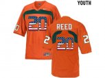 016 US Flag Fashion Youth Miami Hurricanes Ed Reed #20 College Football Jersey - Orange