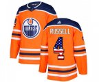 Edmonton Oilers #4 Kris Russell Authentic Orange USA Flag Fashion NHL Jersey