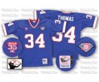Buffalo Bills #34 Thurman Thomas Royal Blue 35th Anniversary Patch Authentic Throwback Football Jersey