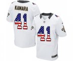 New Orleans Saints #41 Alvin Kamara Elite White Road USA Flag Fashion Football Jersey