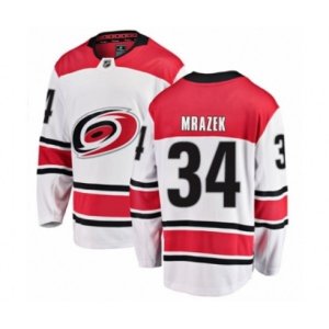 Carolina Hurricanes #34 Petr Mrazek Authentic White Away Fanatics Branded Breakaway NHL Jersey