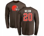 Cleveland Browns #20 Howard Wilson Brown Name & Number Logo Long Sleeve T-Shirt