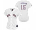 Women's Boston Red Sox #15 Dustin Pedroia Replica White Pink No. Baseball Jersey