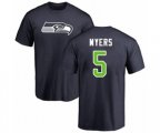 Seattle Seahawks #5 Jason Myers Navy Blue Name & Number Logo T-Shirt